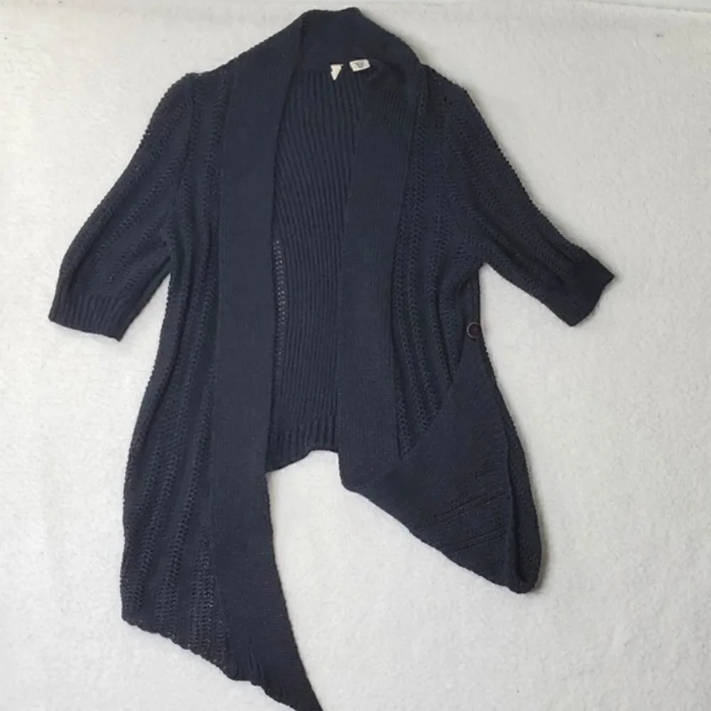Moth By Anthropology Rib Knit Sweater Cardigan Black Large